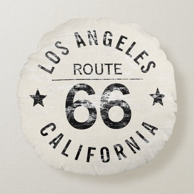 Los Angeles California Route 66 Rond Kussen (Voorkant)