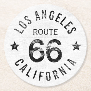 Los Angeles California Route 66 Ronde Kartonnen Onderzetter