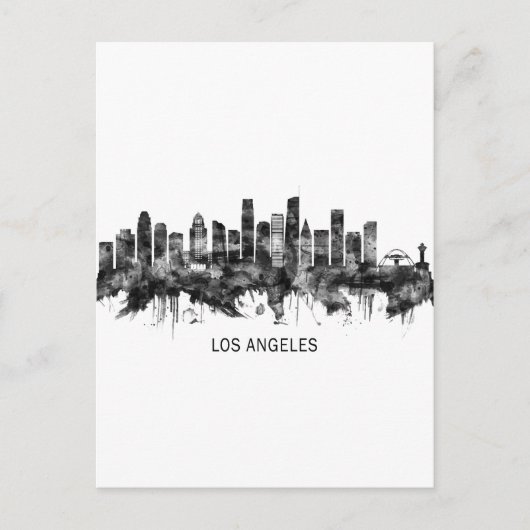 Los Angeles California Skyline BW Uitnodiging Briefkaart (Voorkant)