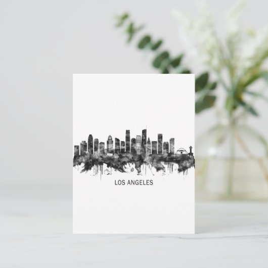 Los Angeles California Skyline BW Uitnodiging Briefkaart (Staand voorkant)