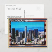 Los Angeles California Skyline Linen + Flag Briefkaart (Voorkant / Achterkant)