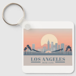 Los Angeles California Skyline Pastel Travel Sleutelhanger