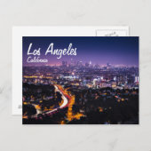 Los Angeles, California Skyline 's nachts Briefkaart (Voorkant / Achterkant)