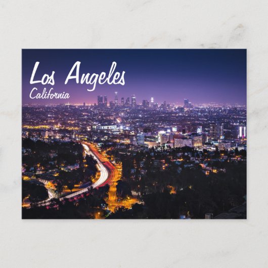 Los Angeles, California Skyline 's nachts Briefkaart (Voorkant)