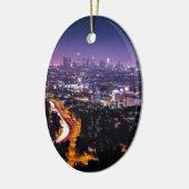 Los Angeles, California Skyline 's nachts Keramisch Ornament (Links)
