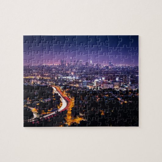 Los Angeles, California Skyline 's nachts Legpuzzel (Horizontaal)