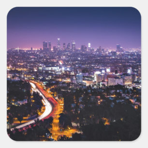 Los Angeles, California Skyline 's nachts Vierkante Sticker