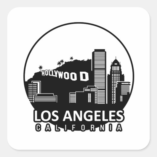 Los Angeles California Skyline Vierkante Sticker (Voorkant)