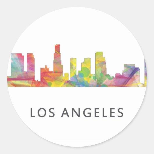 LOS ANGELES, CALIFORNIA SKYLINE WB1- RONDE STICKER (Voorkant)