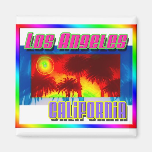 "Los Angeles California Sunset Palm Trees" Magnet (Voorkant)