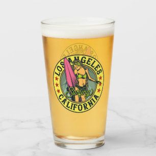 Los Angeles California Surfer Meisje Bier Glas