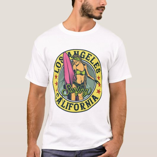 Los Angeles California Surfing T-shirt (Voorkant)