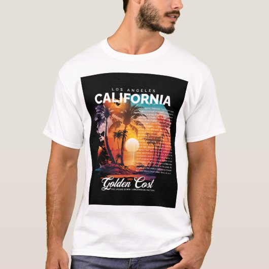 Los Angeles California T-Shirt – Golden Coast Vibe (Voorkant)