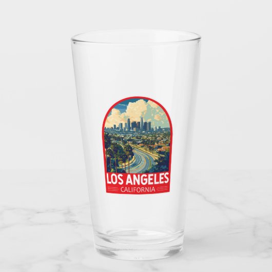 Los Angeles California Travel Art Embleem Glas (Voorkant)