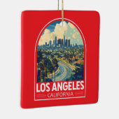 Los Angeles California Travel Art Embleem Keramisch Ornament (Rechts)