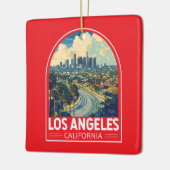 Los Angeles California Travel Art Embleem Keramisch Ornament (Links)