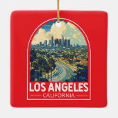 Los Angeles California Travel Art Embleem Keramisch Ornament (Achterkant)