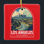 Los Angeles California Travel Art Embleem Keramisch Ornament<br><div class="desc">Los Angeles retro vector reisontwerp. Los Angeles is een uitgestrekte stad in Zuid-Californië en het centrum van de film- en televisie-industrie van het land.</div>