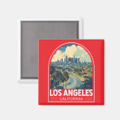Los Angeles California Travel Art Embleem Magneet (Voorkant / Achterkant)