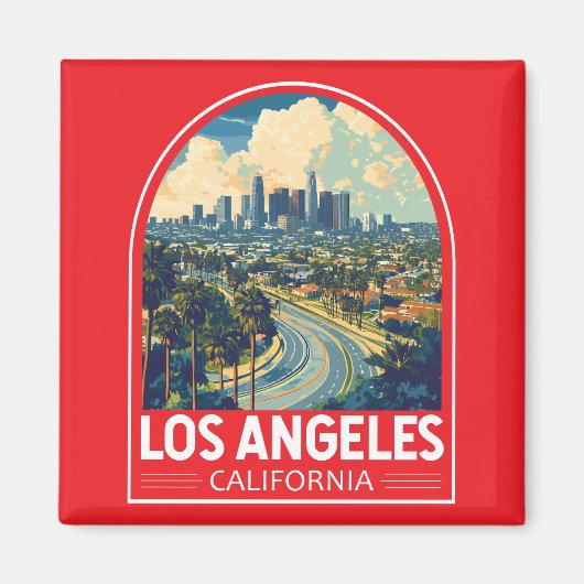 Los Angeles California Travel Art Embleem Magneet (Voorkant)
