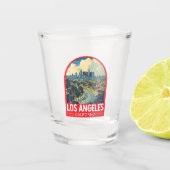 Los Angeles California Travel Art Embleem Shot Glas (Voorkant)