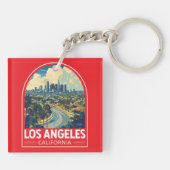 Los Angeles California Travel Art Embleem Sleutelhanger (Achterkant)