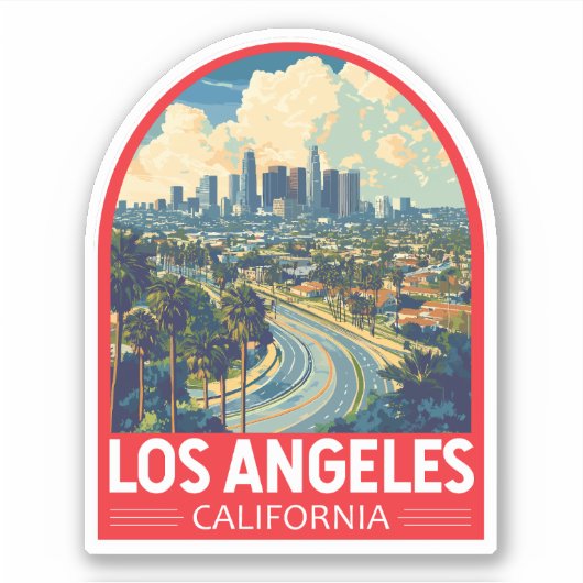 Los Angeles California Travel Art Embleem Sticker (Voorkant)