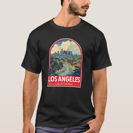Los Angeles California Travel Art Embleem T-shirt (Voorkant)