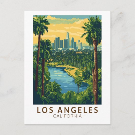 Los Angeles California Travel Art Vintage Briefkaart (Voorkant)