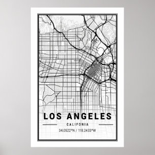 Los Angeles California, Verenigde steden: Stadskaa Poster