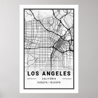 Los Angeles California, Verenigde steden: Stadskaa Poster