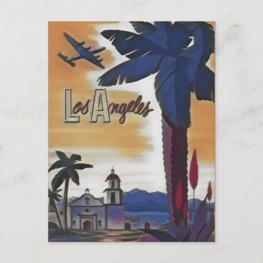 LOS ANGELES CALIFORNIA VINTAGE TRAVEL BRIEFKAART (Voorkant)