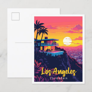 Los Angeles California Vintage Travel Illustratie Briefkaart