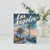 Los Angeles California Vintage Travel Illustratie Briefkaart (Staand voorkant)