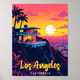Los Angeles California Vintage Travel Illustratie Poster