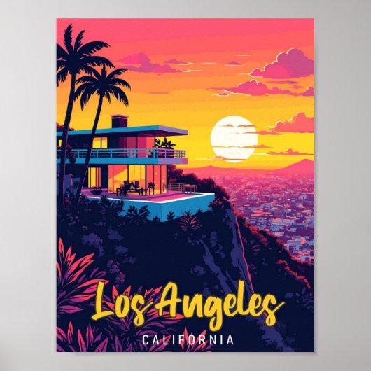 Los Angeles California Vintage Travel Illustratie Poster (Voorkant)