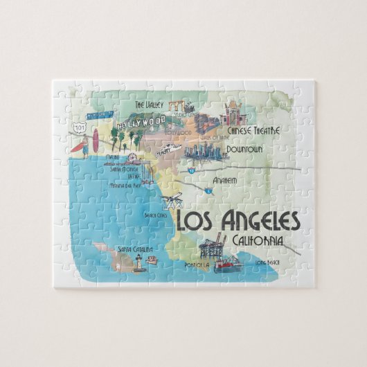 Los Angeles California Vintage Travel Map Legpuzzel (Horizontaal)