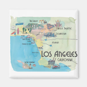 Los Angeles California Vintage Travel Map Magneet