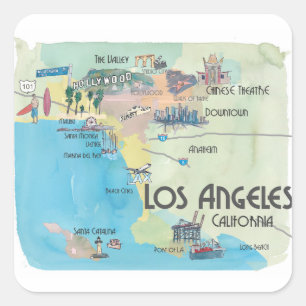 Los Angeles California Vintage Travel Map Vierkante Sticker