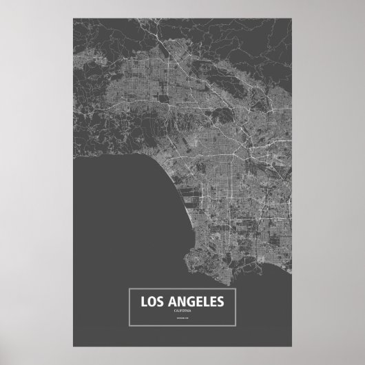 Los Angeles, California (white on black) Poster (Voorkant)