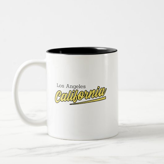Los Angeles California Yellow Typografie Tweekleurige Koffiemok (Links)