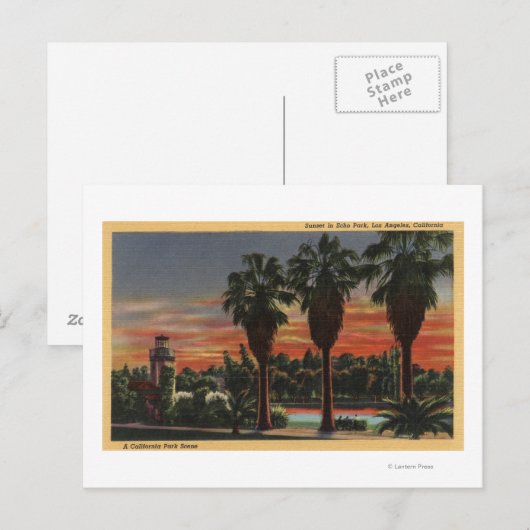 Los Angeles, CaliforniaSunset in Echo Park Briefkaart (Voorkant / Achterkant)