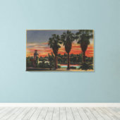Los Angeles, CaliforniaSunset in Echo Park Canvas Afdruk (Insitu (Houten vloer))