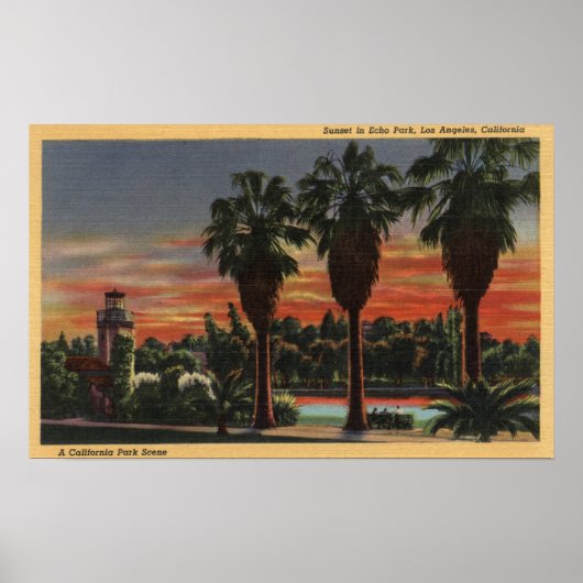 Los Angeles, CaliforniaSunset in Echo Park Poster (Voorkant)