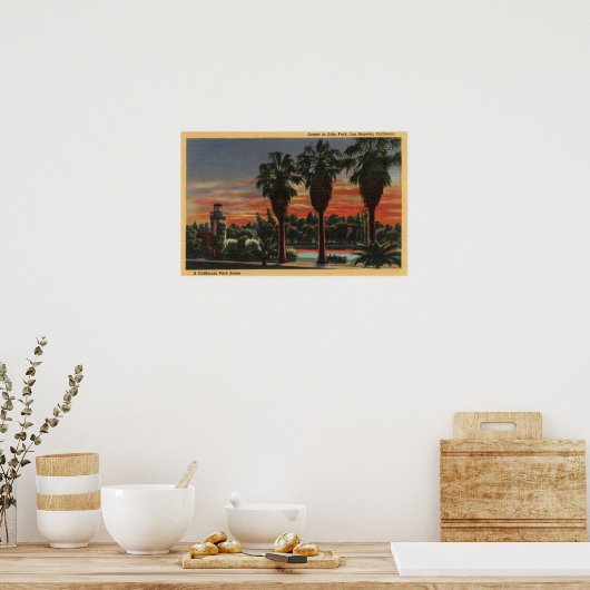 Los Angeles, CaliforniaSunset in Echo Park Poster (Keuken)