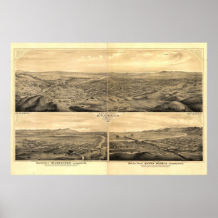 Los Angeles Californië 1877 Antiek Panoramische Poster