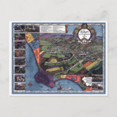 Los Angeles, Californië, Antiek luchtstad Kaart (Voorkant)