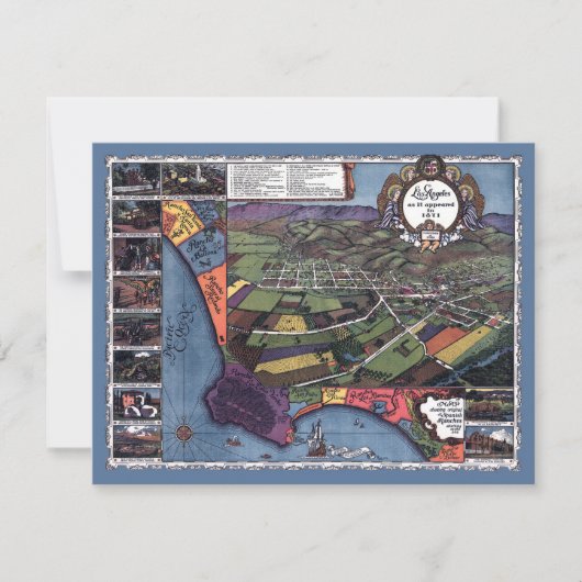 Los Angeles, Californië, Antiek luchtstad Kaart (Voorkant)