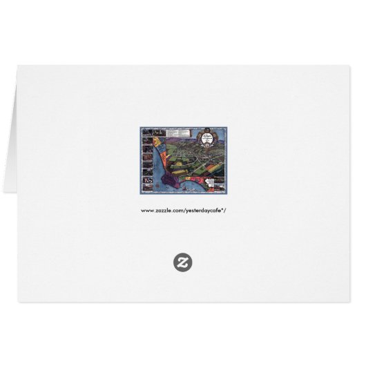 Los Angeles, Californië, Antiek luchtstad Kaart (Achterkant Horizontaal)