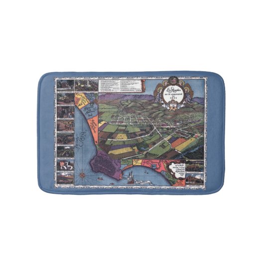 Los Angeles, Californië, Antiek luchtstad Kaart Badmat (Voorkant)